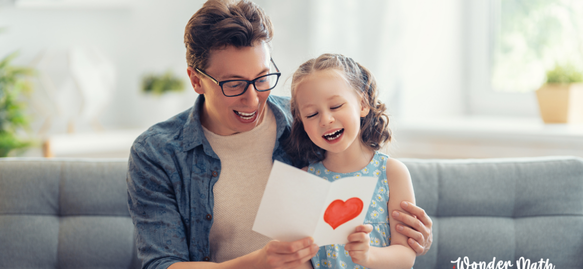 Photo of Dad and child on Father's Day doing math activities - Wonder Math