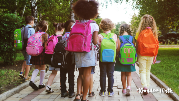 Back-to-School Image of kids walking down the street with backpacks