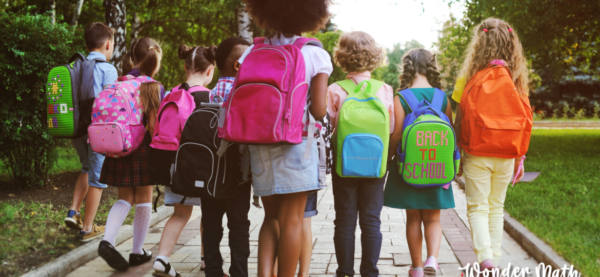 Back-to-School Image of kids walking down the street with backpacks