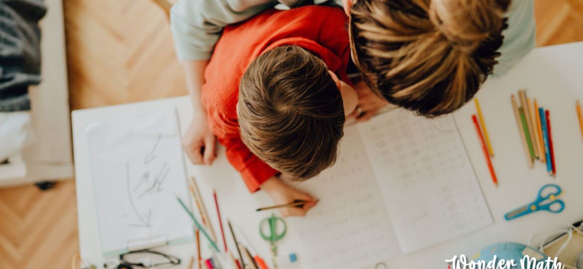 Mom and child doing homeschooling activities